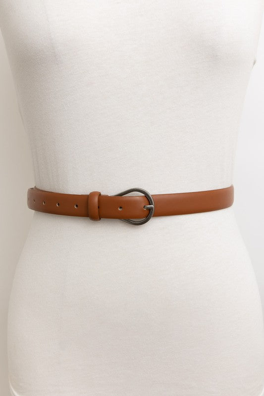 Tala Faux Leather Pear Metal Buckle Belt Brown