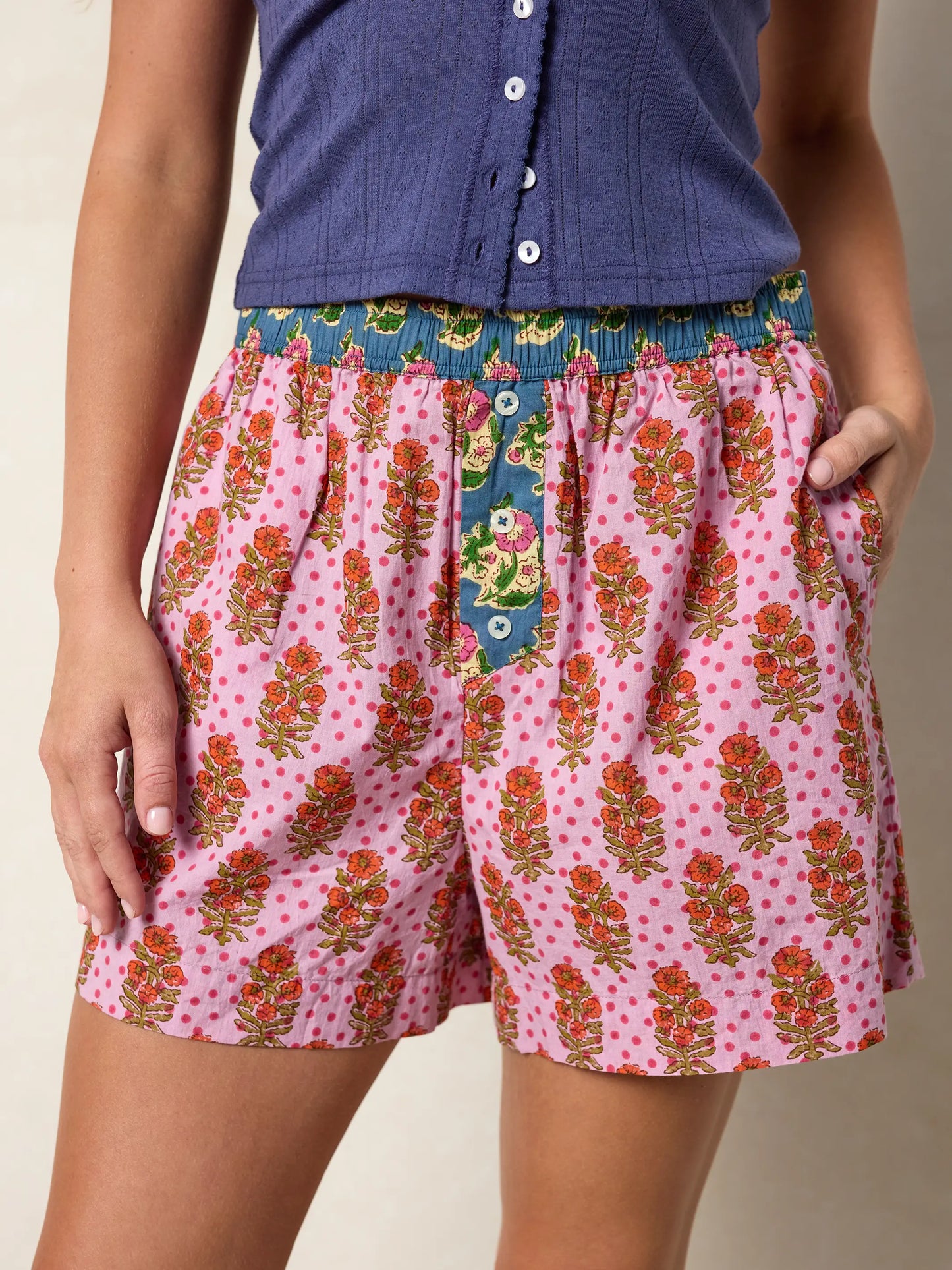 Dream On Cotton Boxer Shorts - Pink Polka Dot
