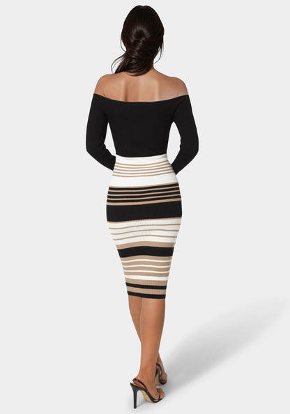 Off Shoulder Stripe Dress