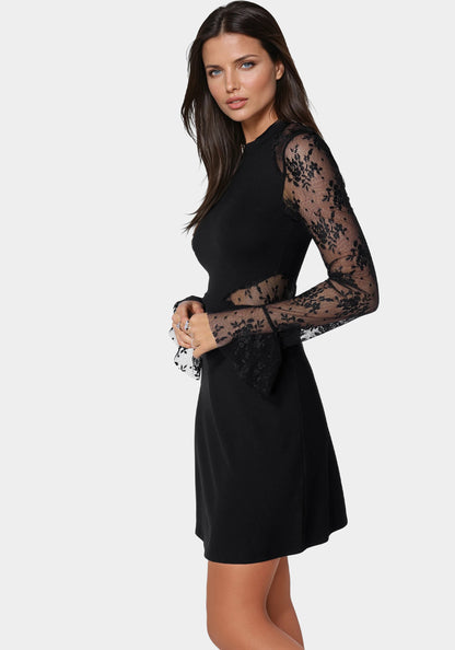 Lace Bell Sleeve Cutout Dress