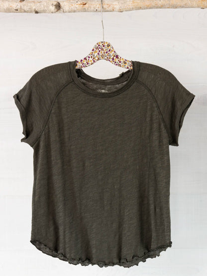 Lily Cotton Short Sleeve Tee Shirt - Charcoal