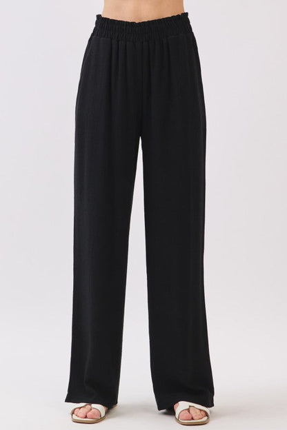 Astrid High Waist Wide Leg Pants Black