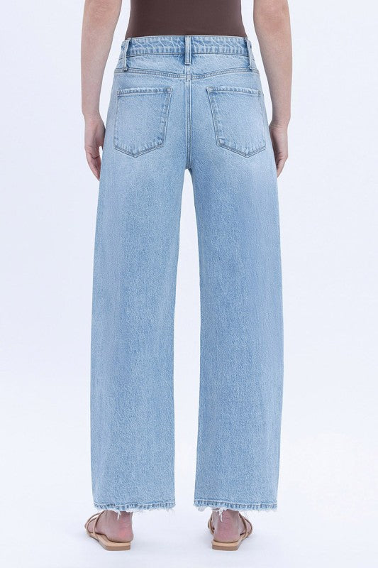 Estelle High Rise Cropped Barrel Jeans Light Wash