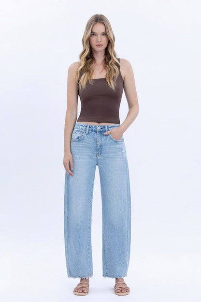 Estelle High Rise Cropped Barrel Jeans Light Wash