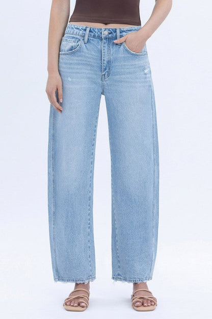 Estelle High Rise Cropped Barrel Jeans Light Wash