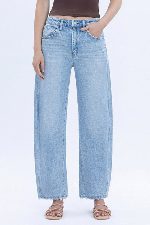 Estelle High Rise Cropped Barrel Jeans Light Wash