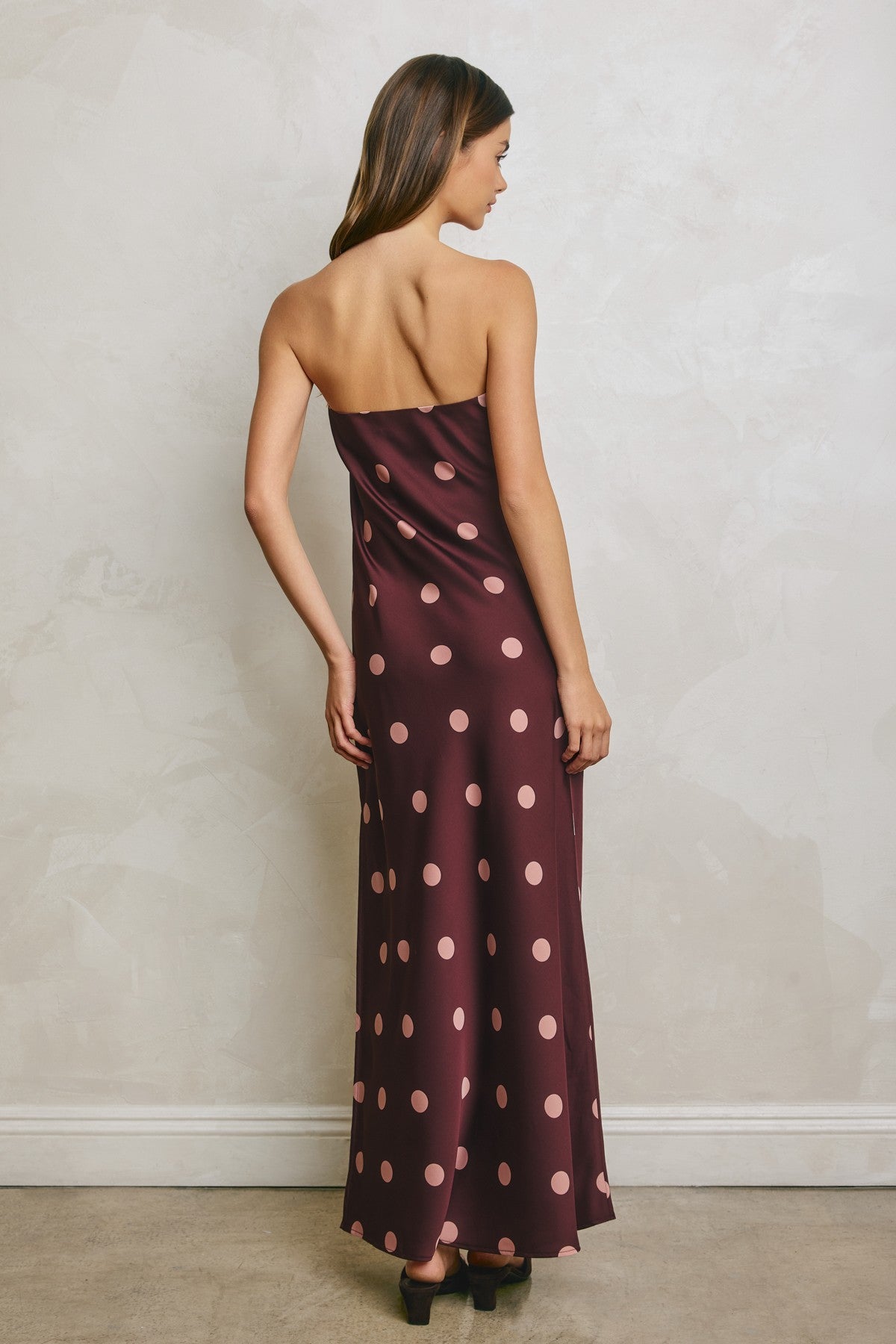 Monroe Sleeveless Polka Dot Print Maxi Dress Plum
