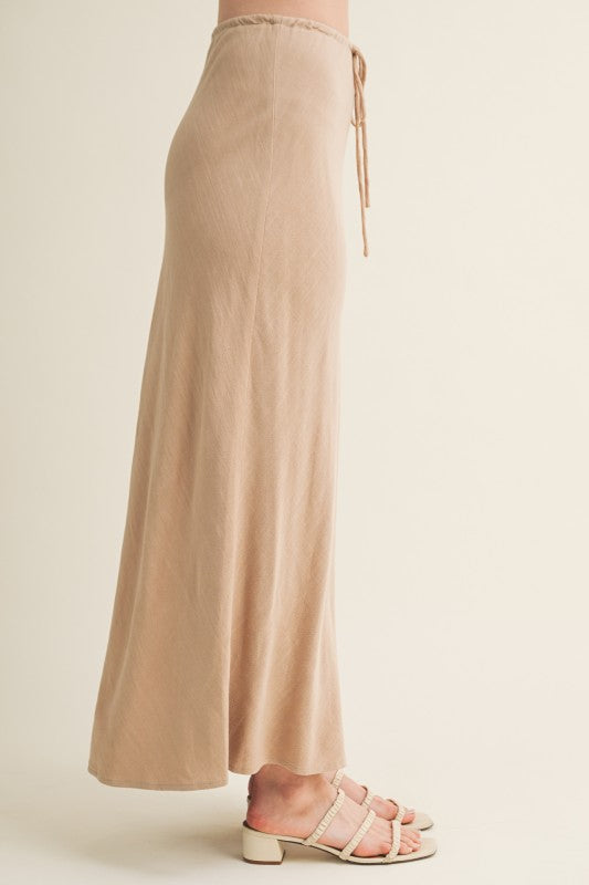 Calantha High Waist Woven Maxi Skirt Taupe