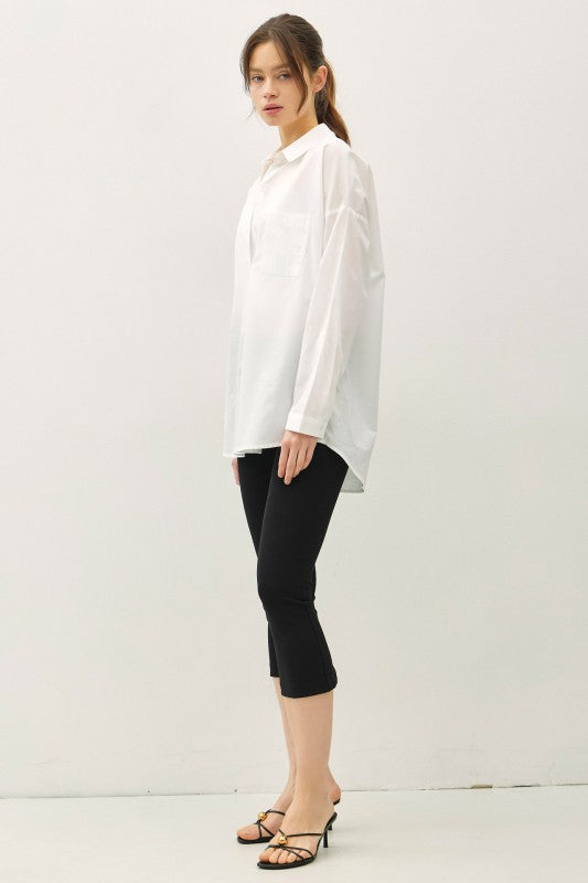 Saskia Long Sleeve Button Down Top White