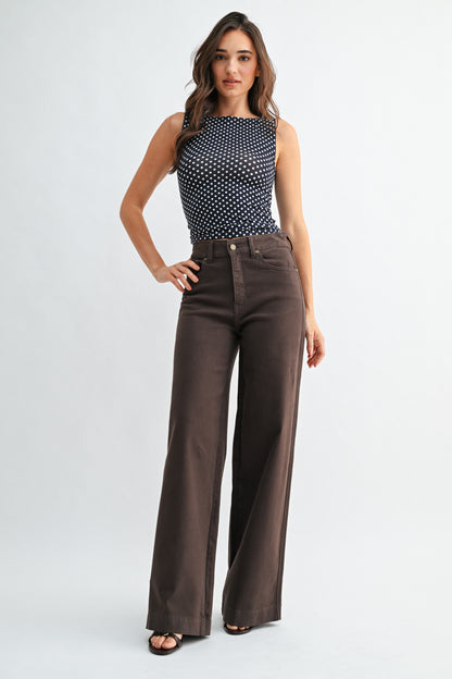 Waitlist 9/20 • Viola High Rise Wide Leg Jeans Dark Brown