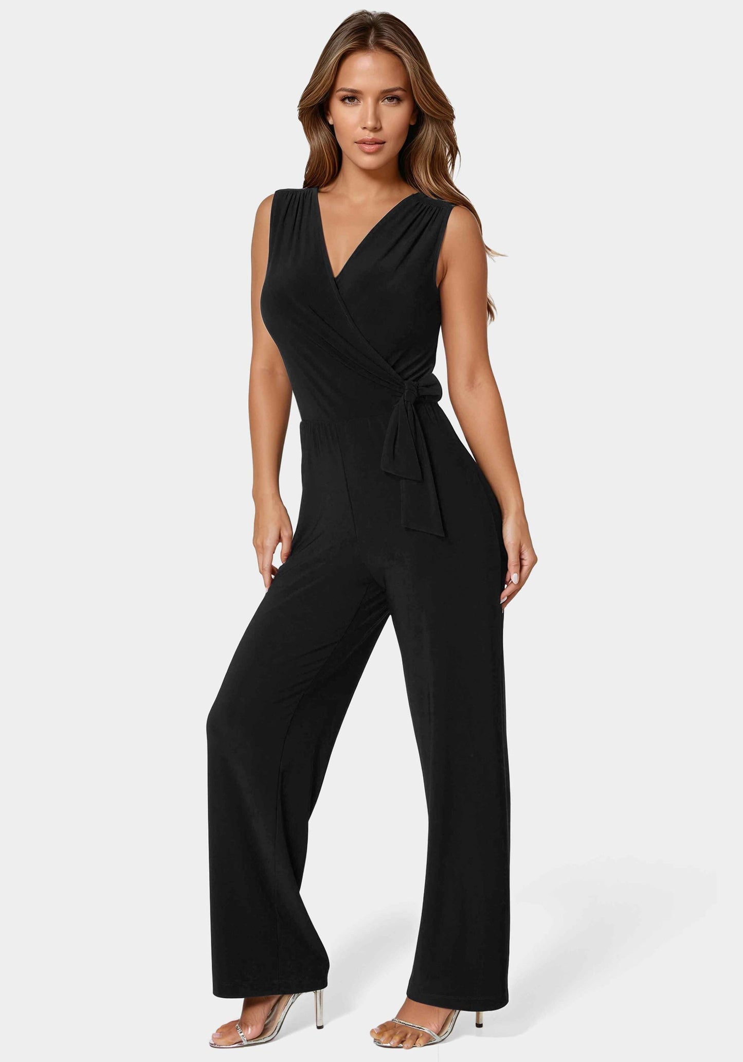Jersey Wrap Tie Jumpsuit