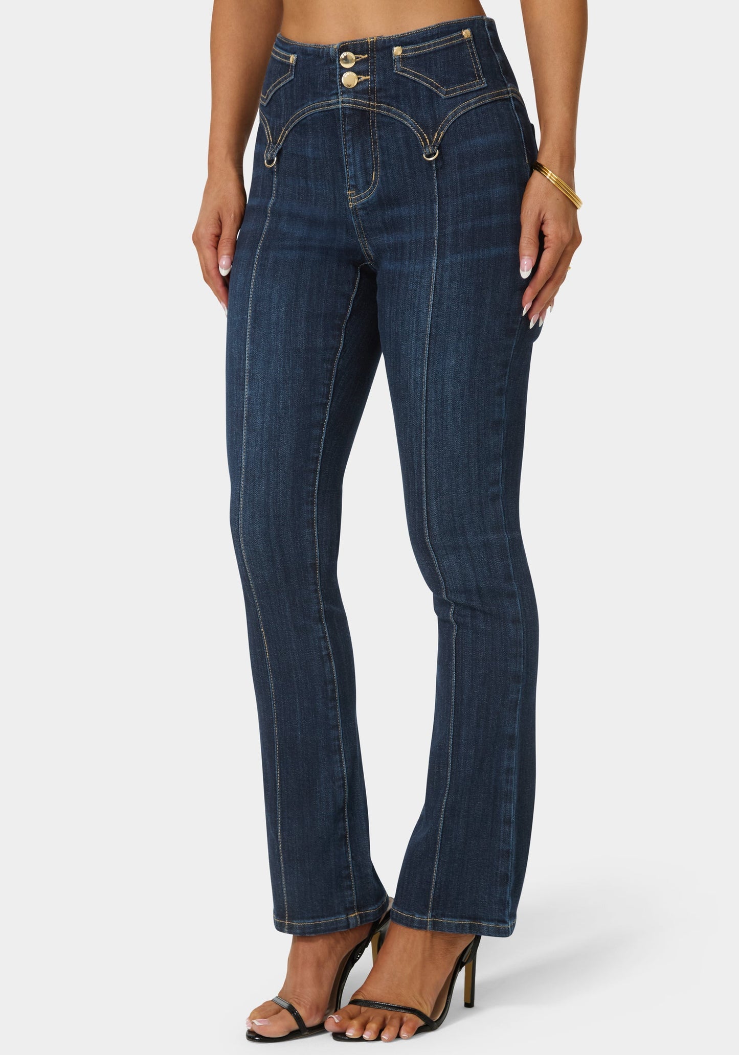 Natural Waist Mini Bootcut Leg Jeans