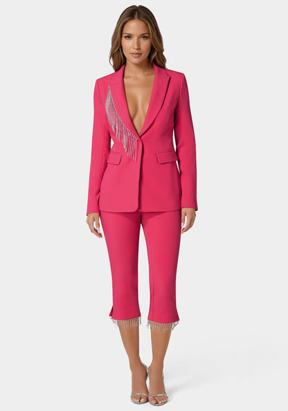 Rhinestone Fringe Tailored Blazer