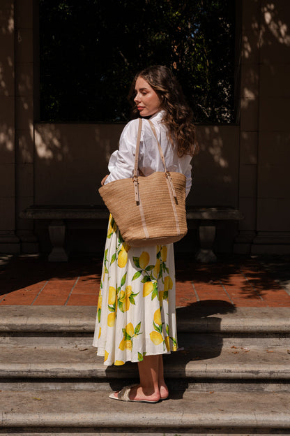 Yuri Sleeveless Lemon Print Midi Dress Yellow