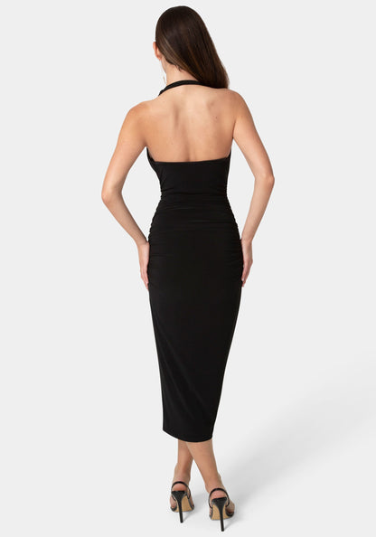 Sash Detail Cowl Neck Knit Dress