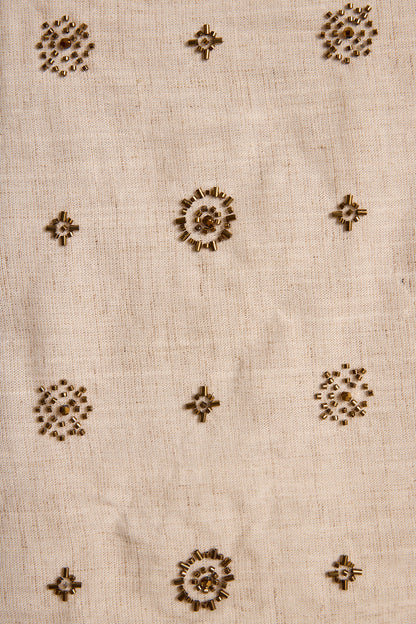 Del Sol Natural and Gold Beaded Mini Skirt