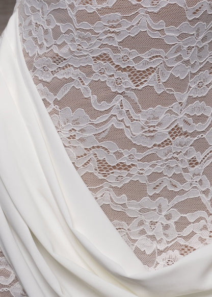 Charmed Heart Lace Drape Mini Dress - White