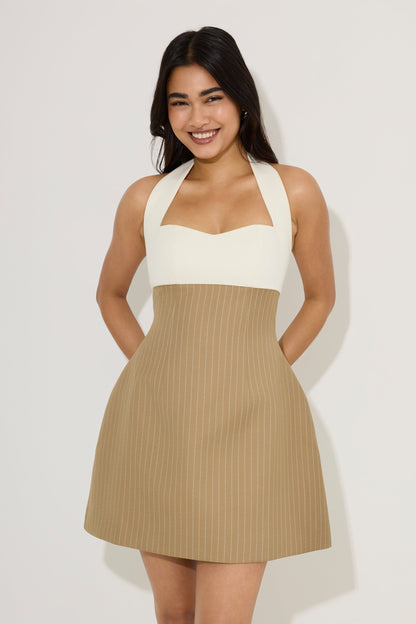 Cotton Mix Pinstripe Mini Dress