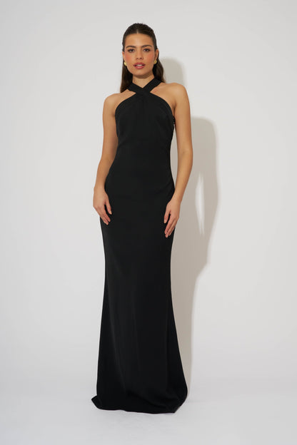 Cross Halter Neck Maxi Dress