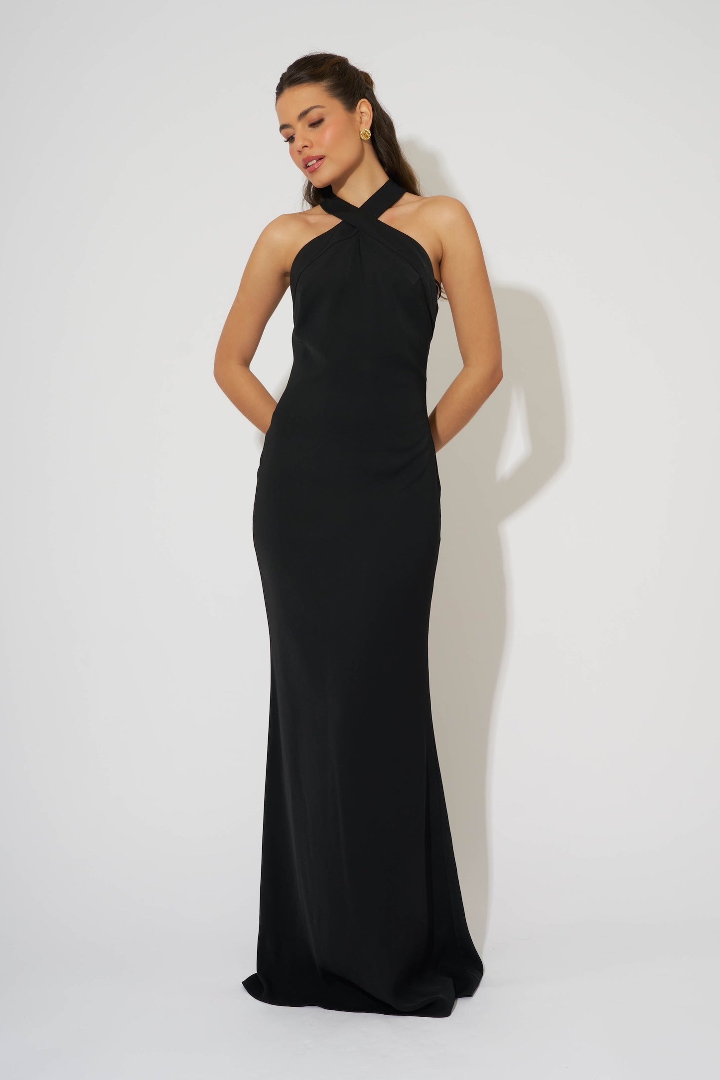 Cross Halter Neck Maxi Dress
