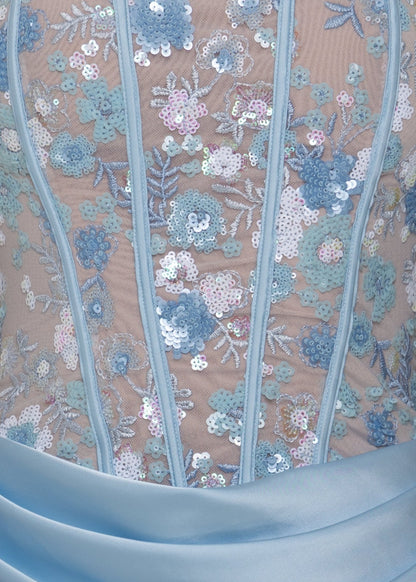 Enchanted Charm Floral Corset Mini Dress - Blue