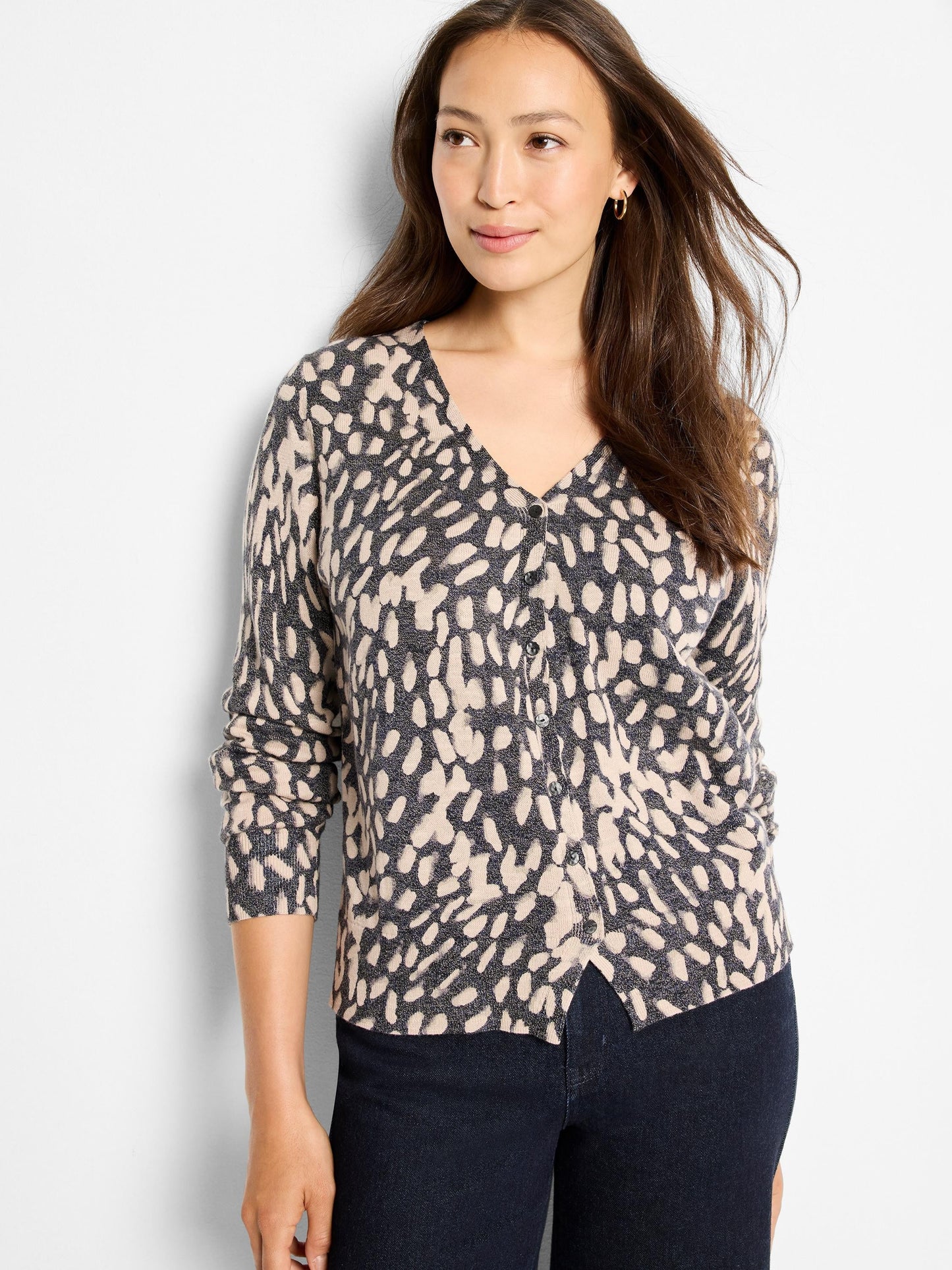 Wild Dot Buttoned Up Pullover Sweater