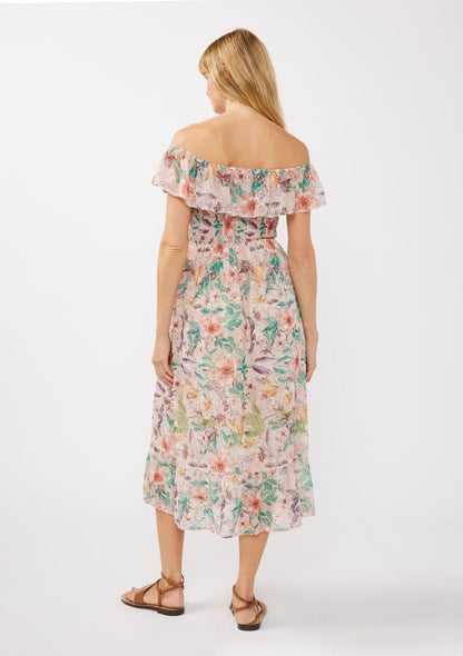 Floral Dust Off Shoulder Midi Dress