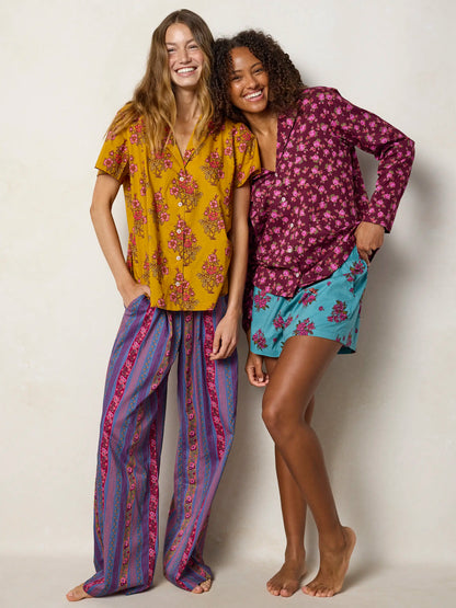 Mix & Match Cotton Pajama Shorts - Mari Ditsy Navy
