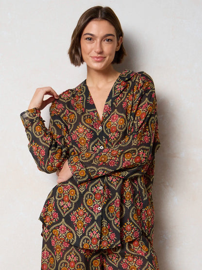 Dreamy Cotton Pajama Set - Charcoal Willow Medallion