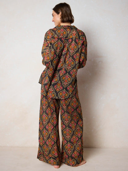 Dreamy Cotton Pajama Set - Charcoal Willow Medallion
