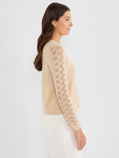 Crochet Sleeve Crimpy Cord Sweater