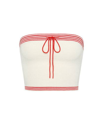 x The Salty Blonde Del Sol Tube Top - Cream-Flame