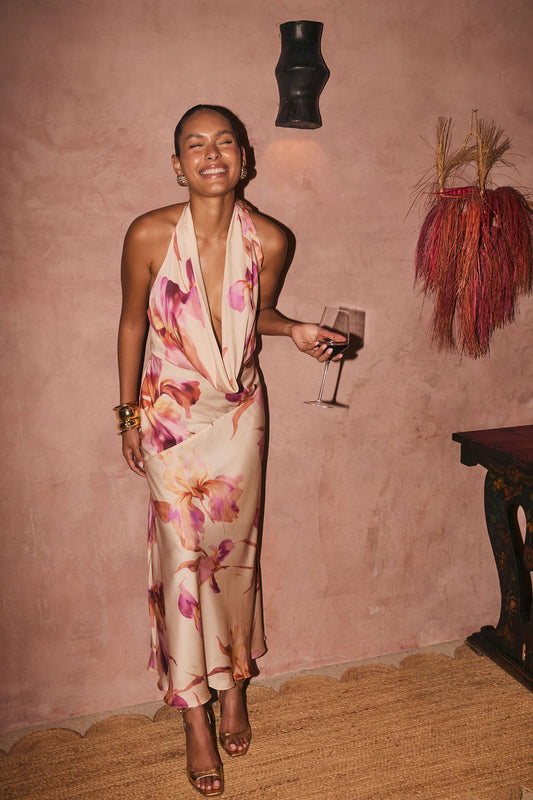 Valentina Light Pink Floral Maxi Dress
