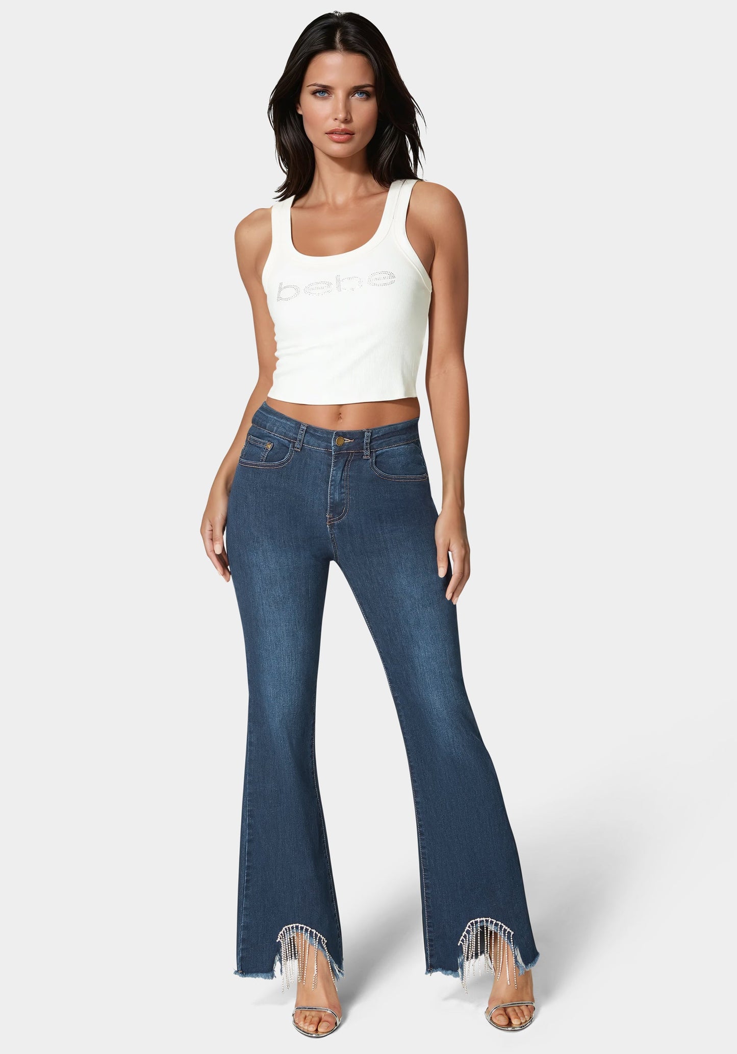 Flare Pant With Rhinestone Fringe