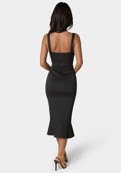 Scuba Bustier Ruffle Wrap Dress