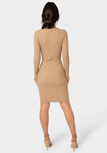 V-Neck Cardigan Midi Dress