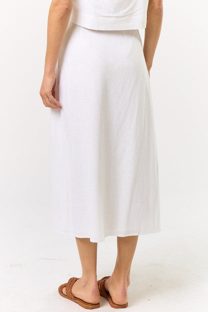 Seraphine High Waist Wrap Midi Skirt White