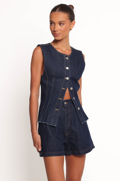Caruso Denim Vest - Dark Denim